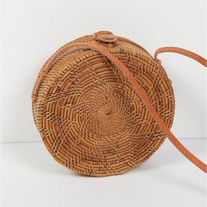 Free People Lovina Vintage Straw Crossbody Bag